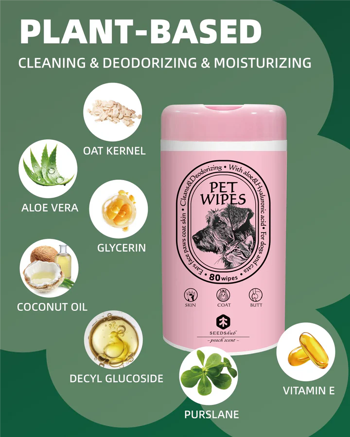 Up to 30% PET WIPES KIT 80wipers*6 Clean Deodorize Moisturize plant-based