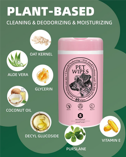 Up to 30% PET WIPES KIT 80wipers*6 Clean Deodorize Moisturize plant-based